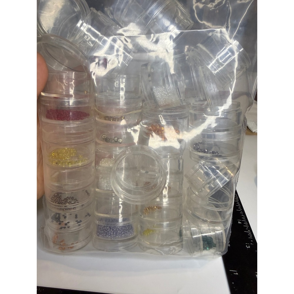 Assorted Glass Seed Beads Jewelry Making Supplies in Stackable Storage 11.98oz